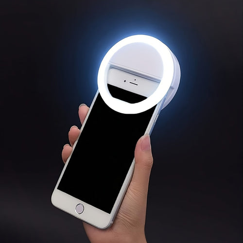 حامل هاتف مع إضاءة حلقة سيلفي مزود بـ 36 مصباح LED، قابل للشحن عبر USB وضبط 3 مستويات إضاءة، مثالي لليوتيوب وتيك توك وهدايا المكياج (متوفر باللون الوردي، الأبيض، الأزرق، والأسود)