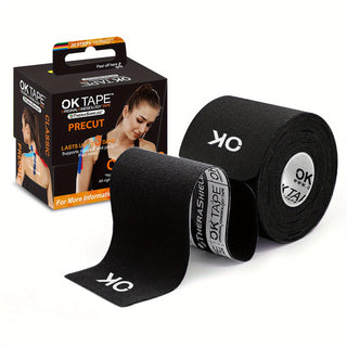 20 شريط OKTAPE لتقويم العضلات 1" x 16 قدم (5 سم x 5 م) مقطوع مسبقًا - خالي من اللاتكس، عالي الجودة وقابل للتنفس مع قبضة محسنة للرياضة والاستشفاء من الإصابات الرياضية، مصنوع من مواد خالية من اللاتكس