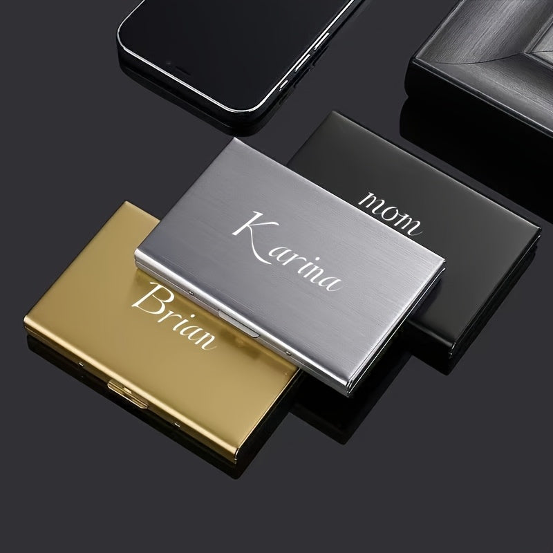 حامل بطاقات من الفولاذ المقاوم للصدأ مُخصص مع حماية RFID، أسلوب بسيط، غير منسوج، غسيل يدوي، مع بطانة PVC، مناسب لعيد الميلاد وعيد الحب ومهرجان منتصف الخريف، هدية مثالية أو للاستخدام الشخصي