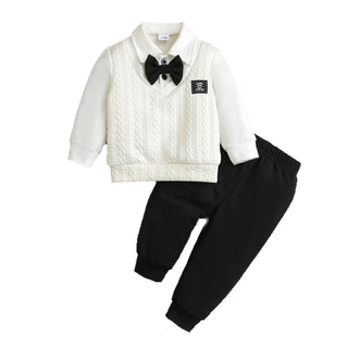 academic two-piece polo shirt طقم for أولاد handmade كاجوال foreign ستايل cotton fabric for خريف handsome baby ولد's clothing