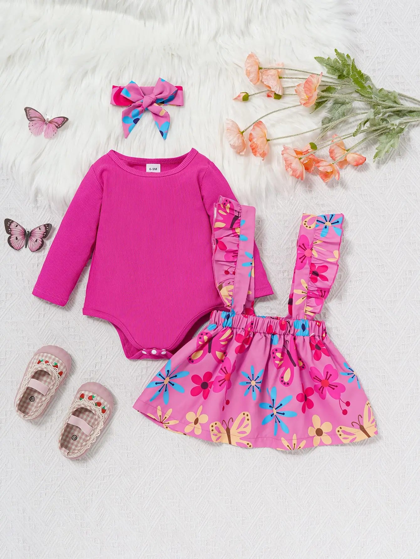 خريف 3 piece بنت rompers floral جيب headband ruffles أكمام طويلةs جديد born baby clothes full طقم