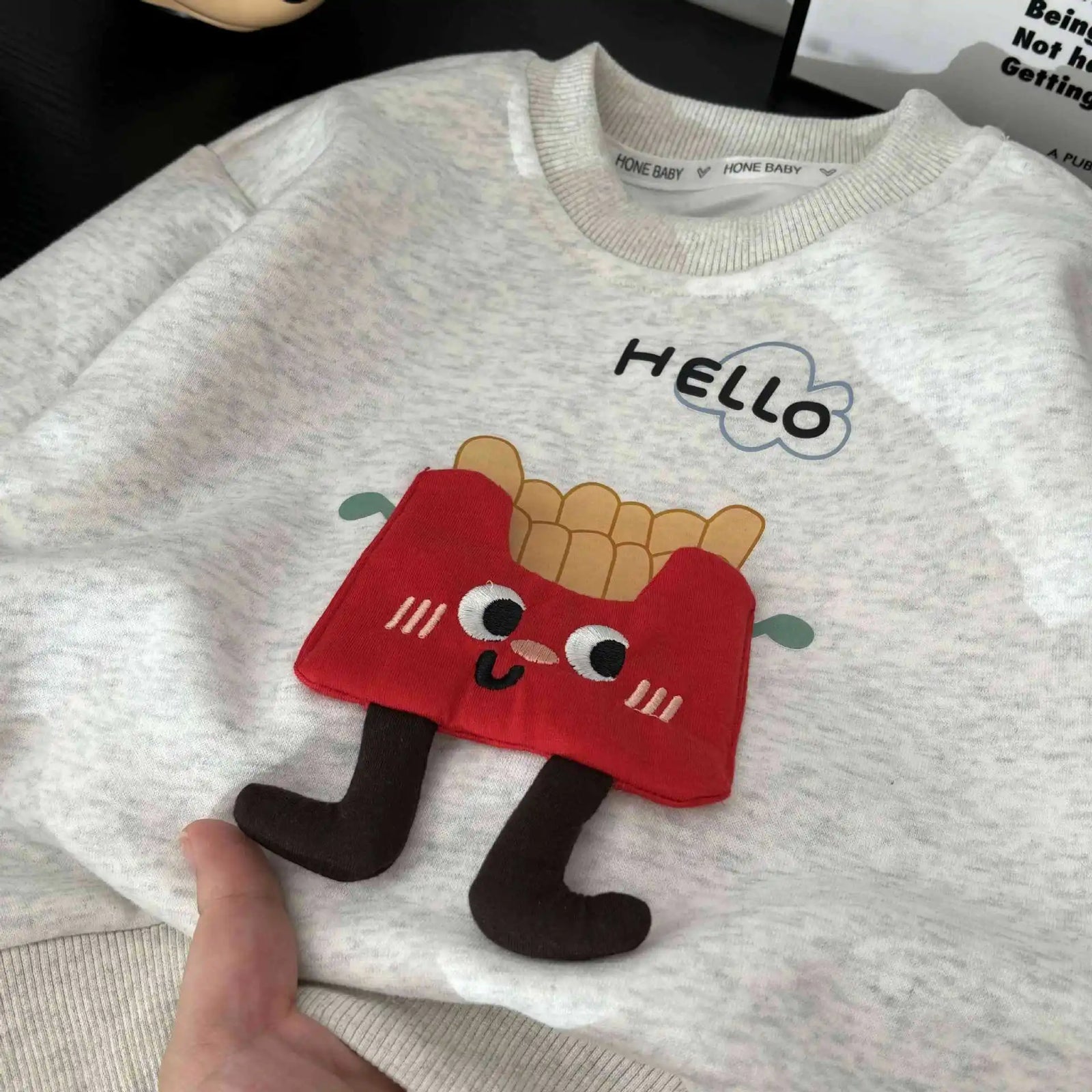 خريف children's three-dimensional cartoon doll cotton sweater طقم korean foreign ستايل two-piece clothing for أولاد 3-9 years