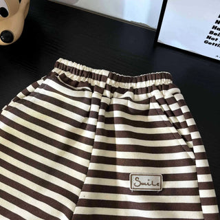 خريف جديد children's cotton sweater طقم striped korean كاجوال cartoon print formal warm ستايل