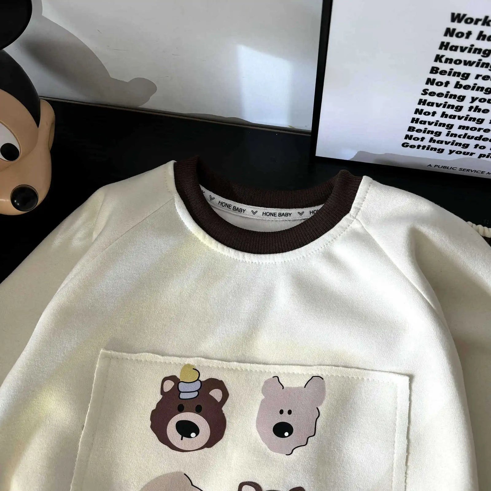 خريف جديد children's cotton sweater طقم striped korean كاجوال cartoon print formal warm ستايل