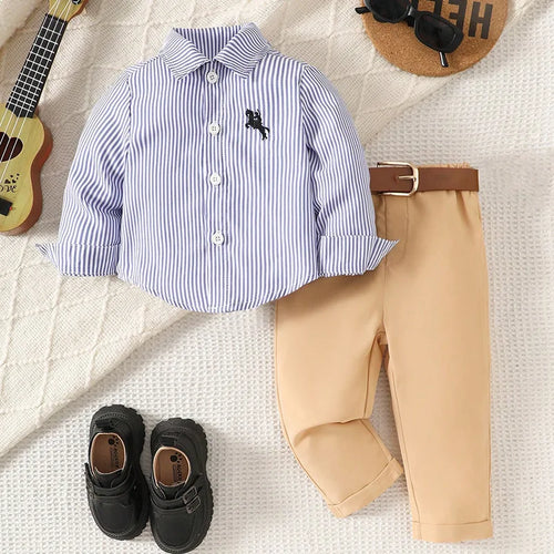 خريف جديد collection british cotton baby أولاد clothing أكمام طويلة striped shirt pants طقم for pattern