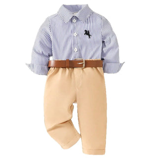 خريف جديد collection british cotton baby أولاد clothing أكمام طويلة striped shirt pants طقم for pattern