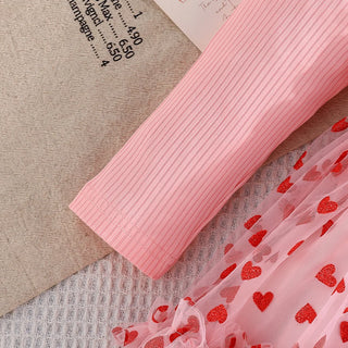 خريف أميرة baby بنت فستان exquisite bow love printed gauze جيب cotton ball gown ستايل for parties and evenings