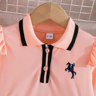 خريف أميرة ستايل baby بنت فستان pink polo collar بليسيه floral فستان for party children's wear
