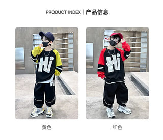 خريف sports بدلة for أولاد جديد foreign ستايل two-piece shuai tide print clothing for أطفال for ربيع خريف gift for children