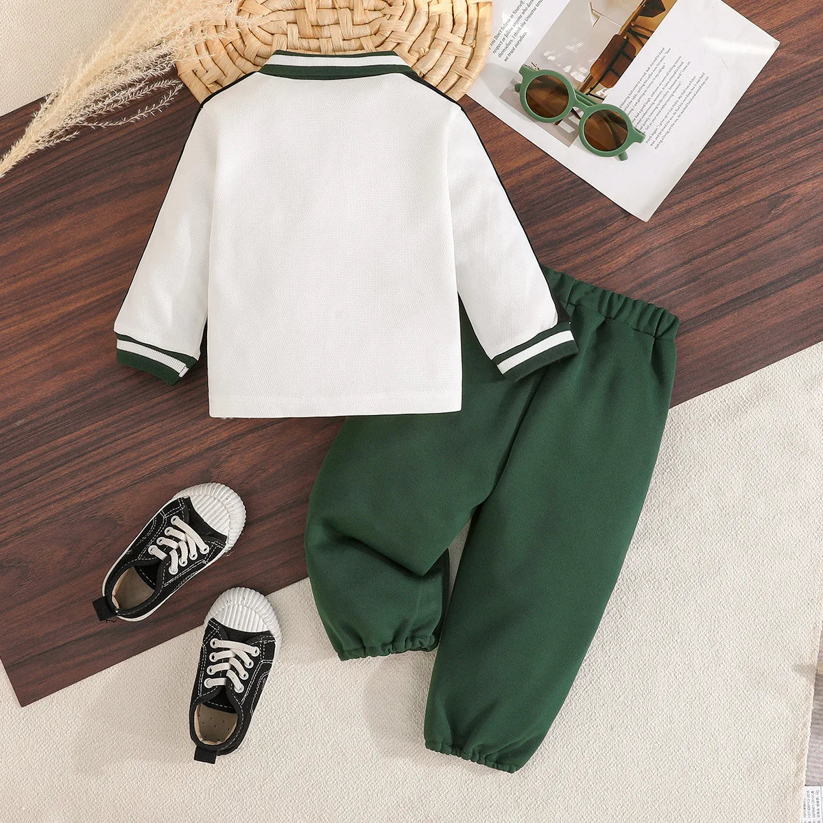 خريف ربيع كاجوال sports بدلة for baby أولاد joker ستايل contrast polo collar horse riding printing أطفال clothes hooded collar