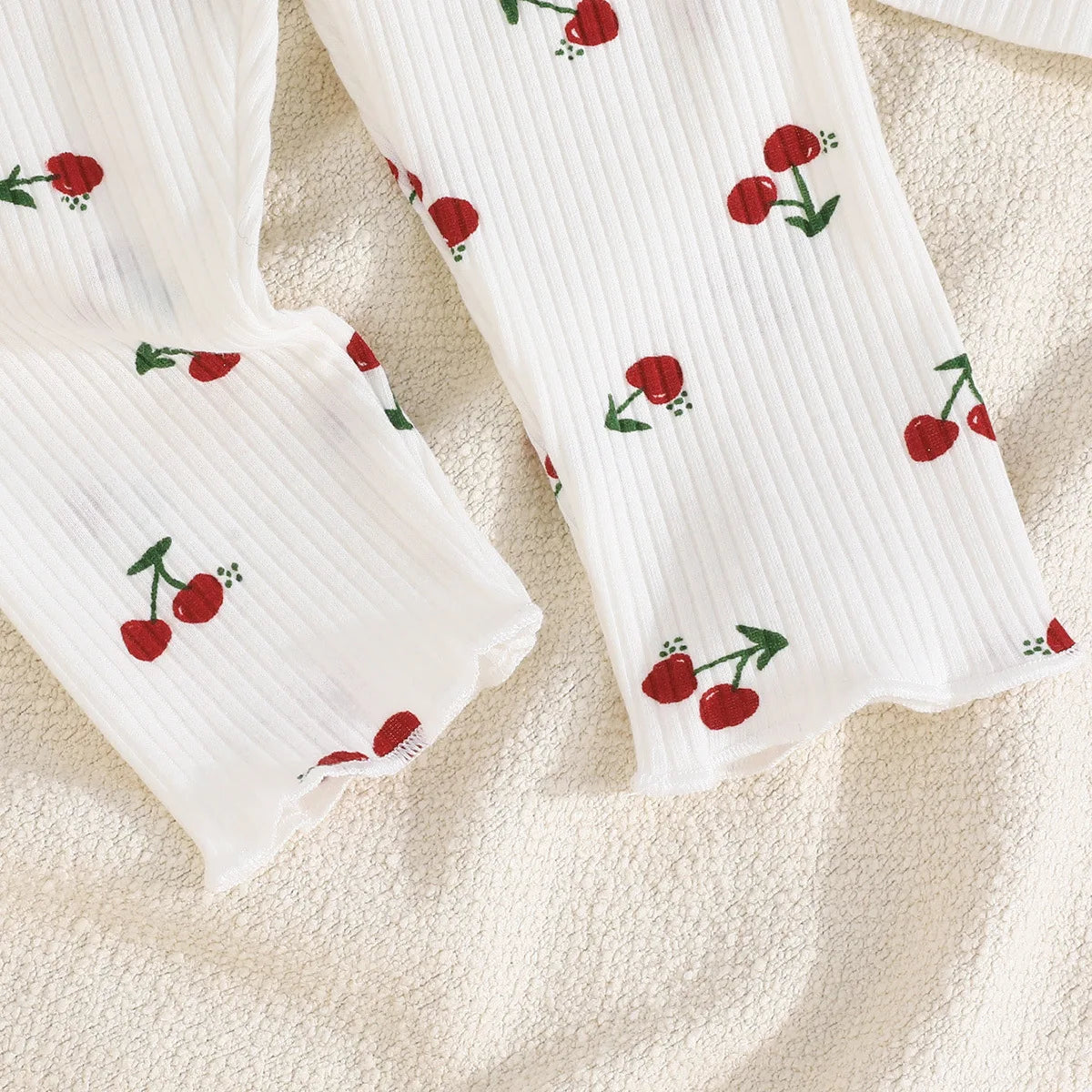 خريف ربيع بنات clothing طقم cross-border exclusive fun cherry printing lace كم vertical pattern بدلة sweet lovely بنت