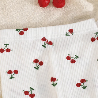 خريف ربيع بنات clothing طقم cross-border exclusive fun cherry printing lace كم vertical pattern بدلة sweet lovely بنت