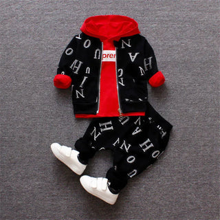 خريف شتاء جديد أولاد zipper shirt three-piece طقم children baby full printed letters hooded أكمام طويلةs بدلة