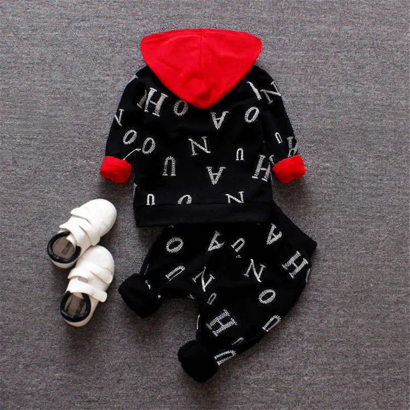 خريف شتاء جديد أولاد zipper shirt three-piece طقم children baby full printed letters hooded أكمام طويلةs بدلة