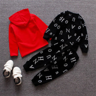 خريف شتاء جديد أولاد zipper shirt three-piece طقم children baby full printed letters hooded أكمام طويلةs بدلة