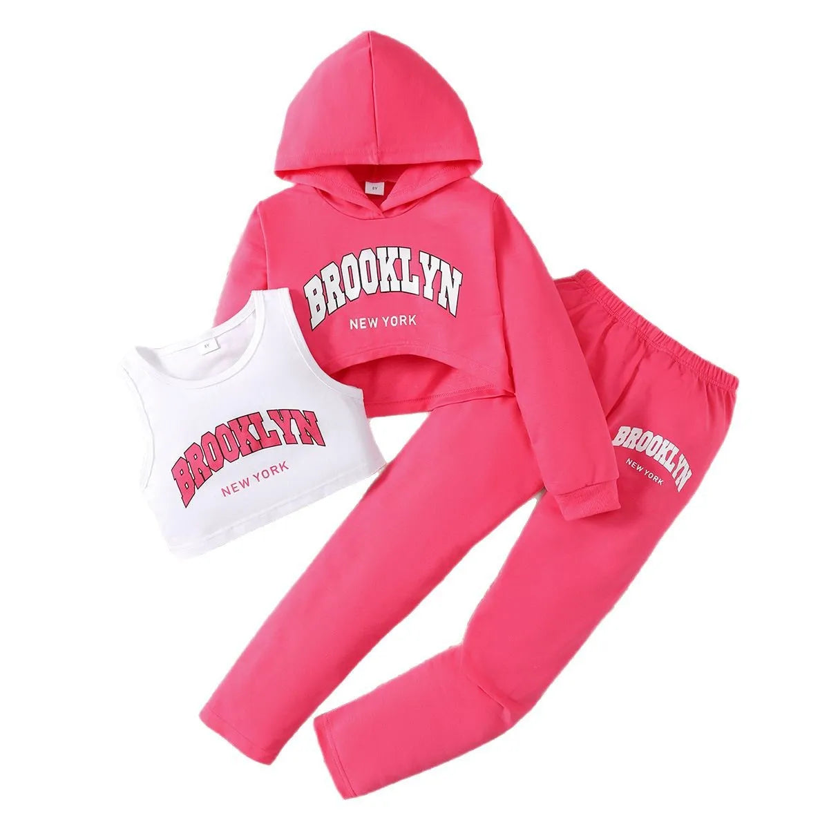خريف and شتاء بنات' أكمام طويلةd letter printed hooded sweatshirt أكمام طويلةd three piece طقم