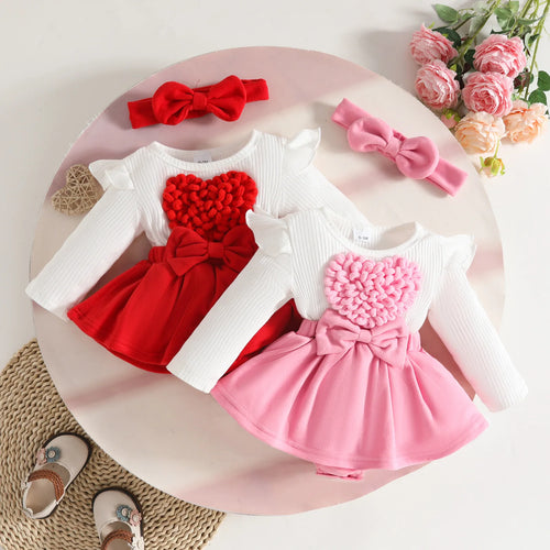 baby بنات' three-dimensional floral climbing أكمام طويلة outfit cute cotton clothing snap button hair band for infants