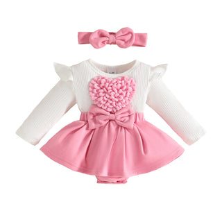 baby بنات' three-dimensional floral climbing أكمام طويلة outfit cute cotton clothing snap button hair band for infants
