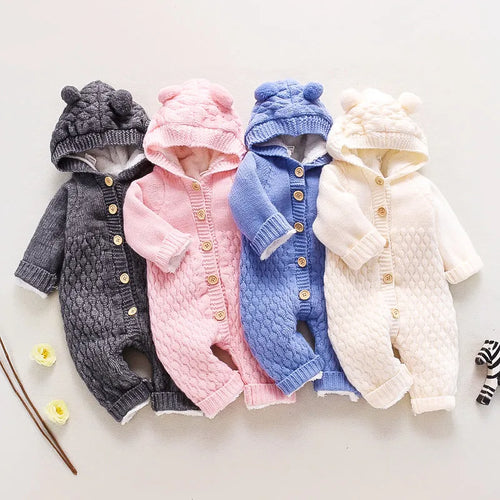 baby knitted قطعة واحدة halo clothes ربيع وخريف newborn clothing men and women baby sweater cute warm crawling clothes