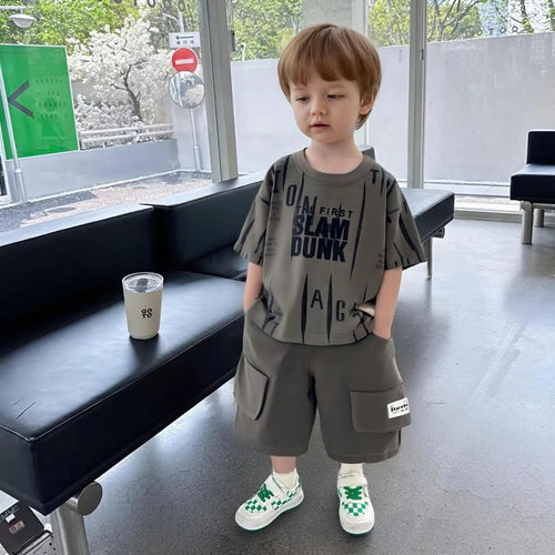baby طقم صيف جديد أولاد polo shirt أكمام قصيرة t-shirt shorts خفيف طقم قطعتين