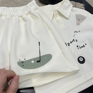 baby طقم صيف جديد أولاد polo shirt أكمام قصيرة t-shirt shorts خفيف طقم قطعتين