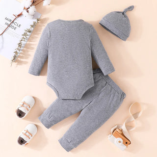 baby ربيع وخريف solid color letter printed جمبسوت with كاجوال pants cute hooded model جديد fashion ستايل