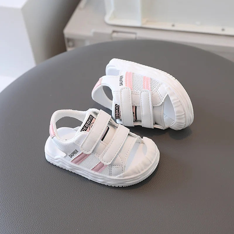 baby toddler sandals for بنات one-year-old صيف anti-kick beach shoes zip closure protective hair instead baotou