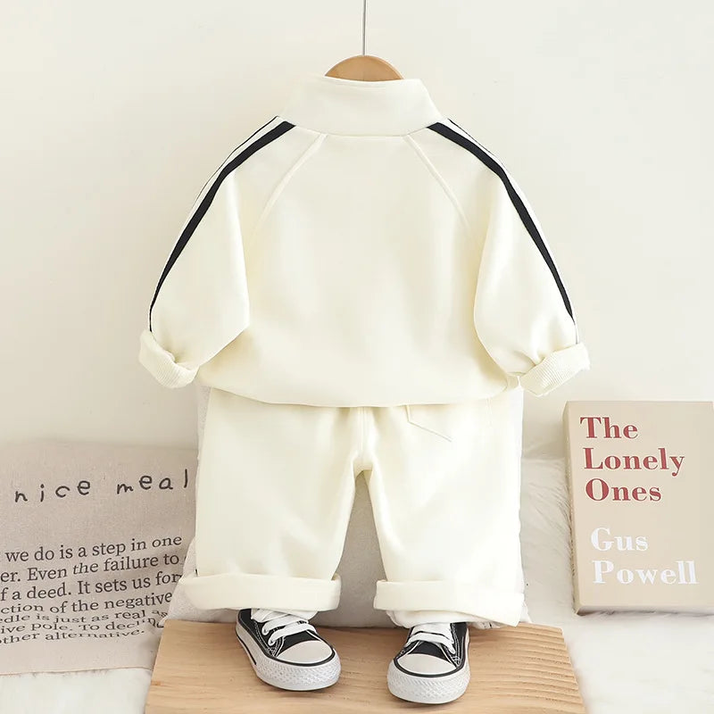 baby كاجوال sportswear موضة 2025 ربيع وخريف جديد ستايل handsome knitted cotton hoodie طقم قطعتين for أولاد and بنات