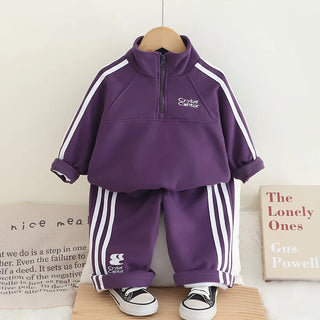 baby كاجوال sportswear موضة 2025 ربيع وخريف جديد ستايل handsome knitted cotton hoodie طقم قطعتين for أولاد and بنات