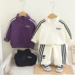 baby كاجوال sportswear موضة 2025 ربيع وخريف جديد ستايل handsome knitted cotton hoodie طقم قطعتين for أولاد and بنات