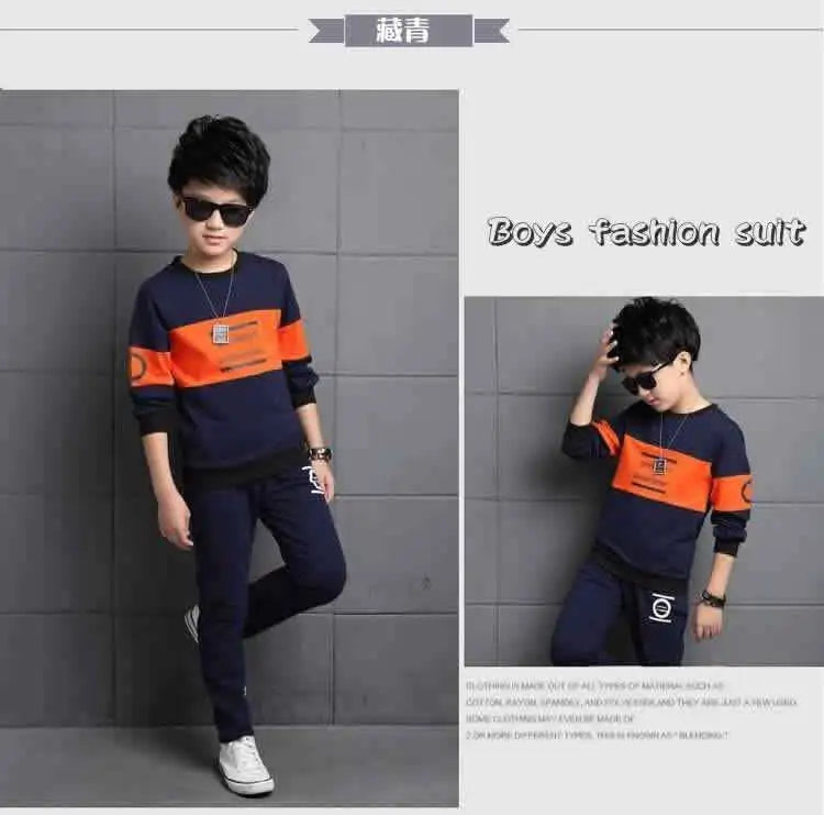 أولاد كاجوال print طقم قطعتين طويل-sleeved t-shirt and pants for ربيع وخريف children's cotton clothing