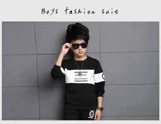 أولاد كاجوال print طقم قطعتين طويل-sleeved t-shirt and pants for ربيع وخريف children's cotton clothing