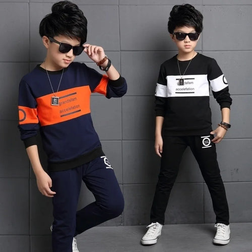 أولاد كاجوال print طقم قطعتين طويل-sleeved t-shirt and pants for ربيع وخريف children's cotton clothing