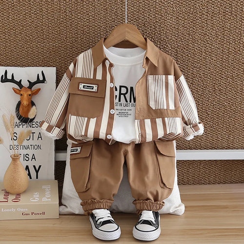 أولاد كاجوال ربيع خريف بدلة جديد baby clothes vertical shirt three-piece طقم for 1-3 years old5 baby children's clothing