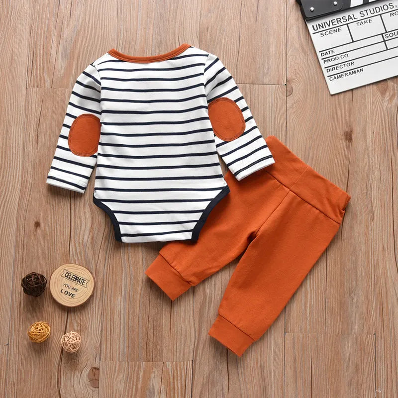 أولاد' جديد أكمام طويلةd round neck open collar striped print simple trendy children's بدلة