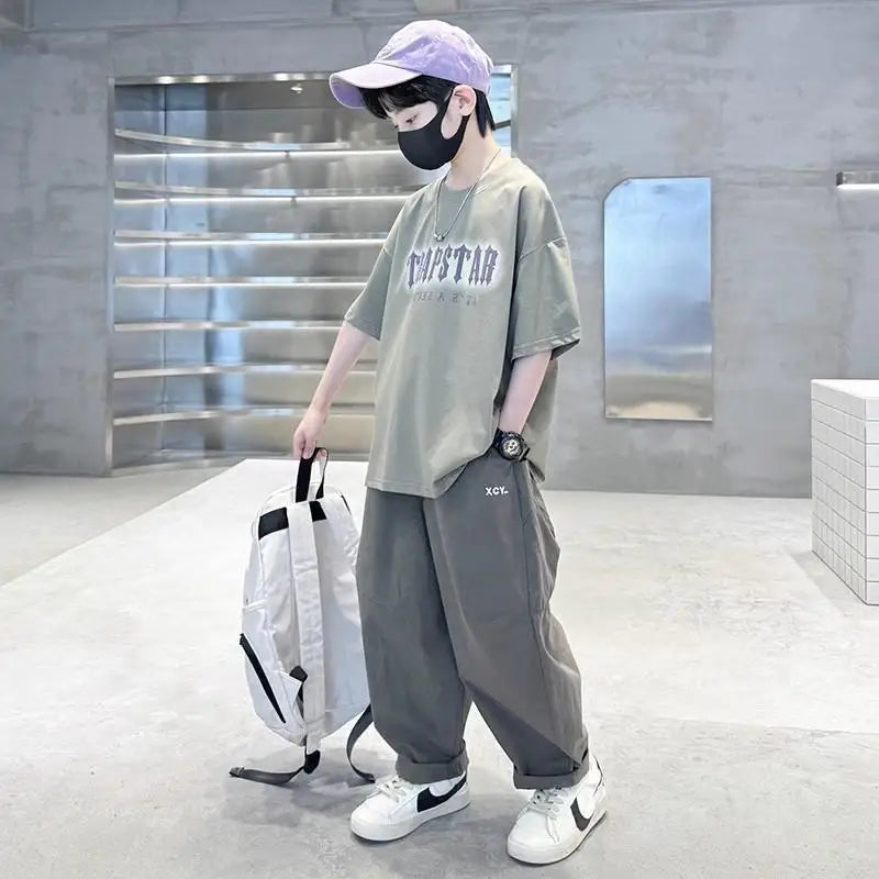أولاد' أكمام قصيرةd pants طقم صيف خفيف edition موضة 2025 جديد zhongda children's clothing sportswear صيف edition