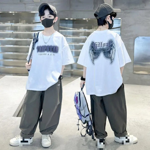 أولاد' أكمام قصيرةd pants طقم صيف خفيف edition موضة 2025 جديد zhongda children's clothing sportswear صيف edition