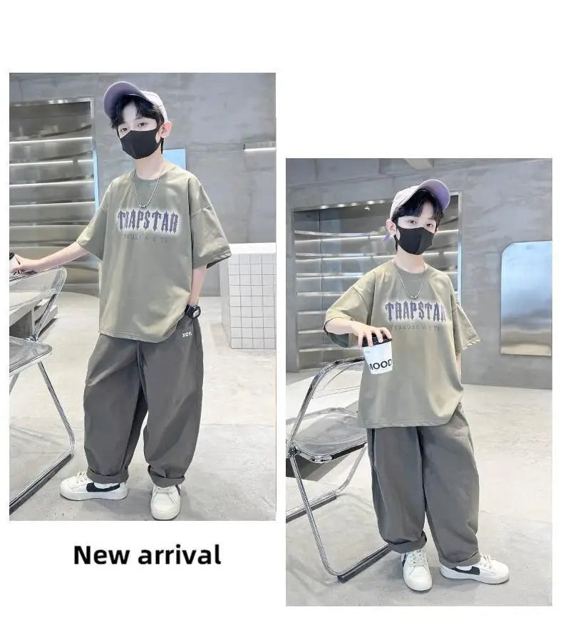 أولاد' أكمام قصيرةd pants طقم صيف خفيف edition موضة 2025 جديد zhongda children's clothing sportswear صيف edition