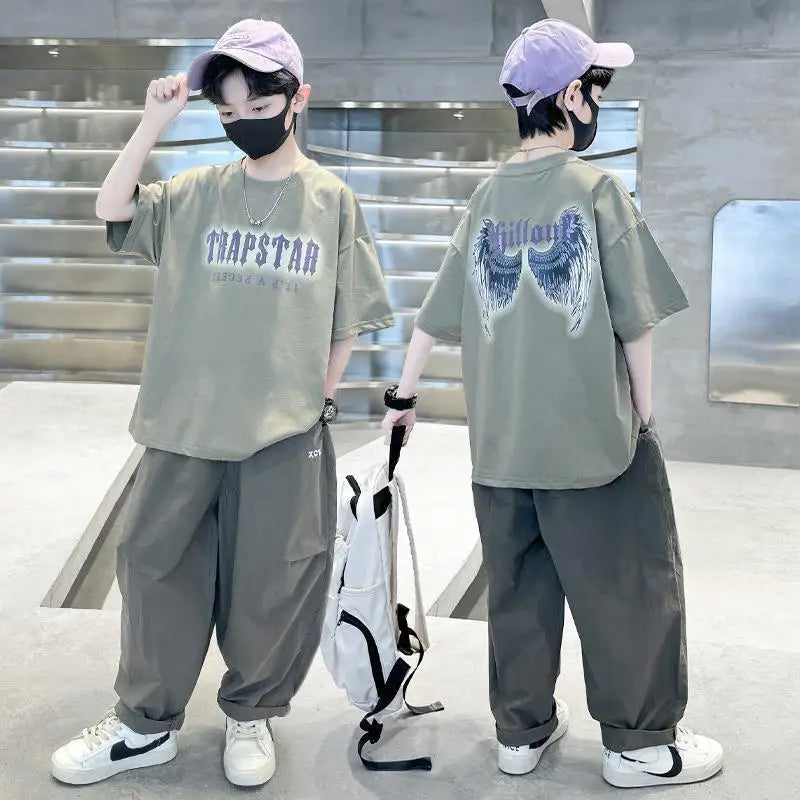 أولاد' أكمام قصيرةd pants طقم صيف خفيف edition موضة 2025 جديد zhongda children's clothing sportswear صيف edition