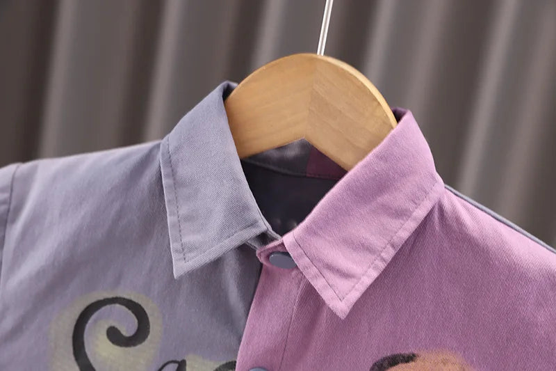 أولاد' ربيع وخريف طقم جديد children's color blocked shirt coat t-shirt pants 3-piece طقم
