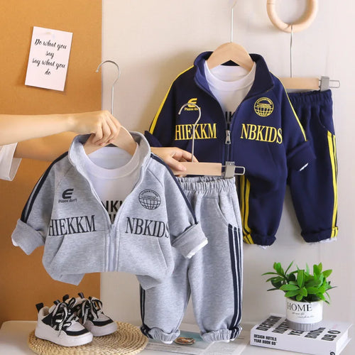 أولاد' ربيع وخريف طقم جديد ستايل children's ربيع وخريف أكمام طويلةd coat t-shirt pants 3-piece طقم