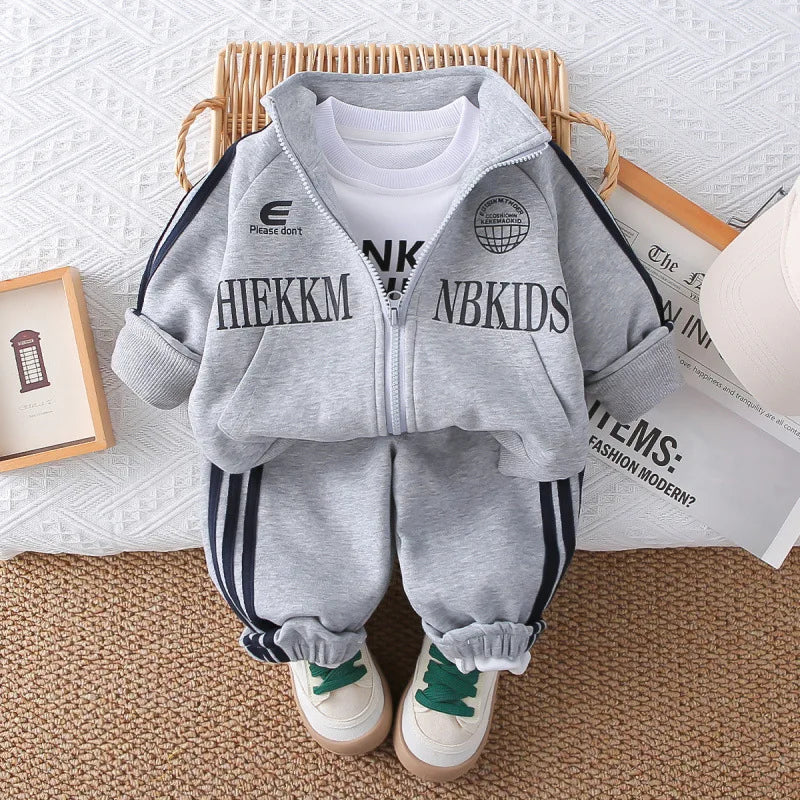 أولاد' ربيع وخريف طقم جديد ستايل children's ربيع وخريف أكمام طويلةd coat t-shirt pants 3-piece طقم