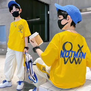 أولاد' صيف two-piece sports and leisure pants خفيف and handsome جديد ستايل breathable cotton with print كاجوال أطفال clothes