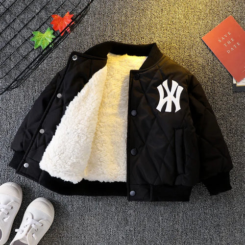 أولاد شتاء thickened baseball jacket small and medium children cotton coat with طويل length warm feature for أطفال