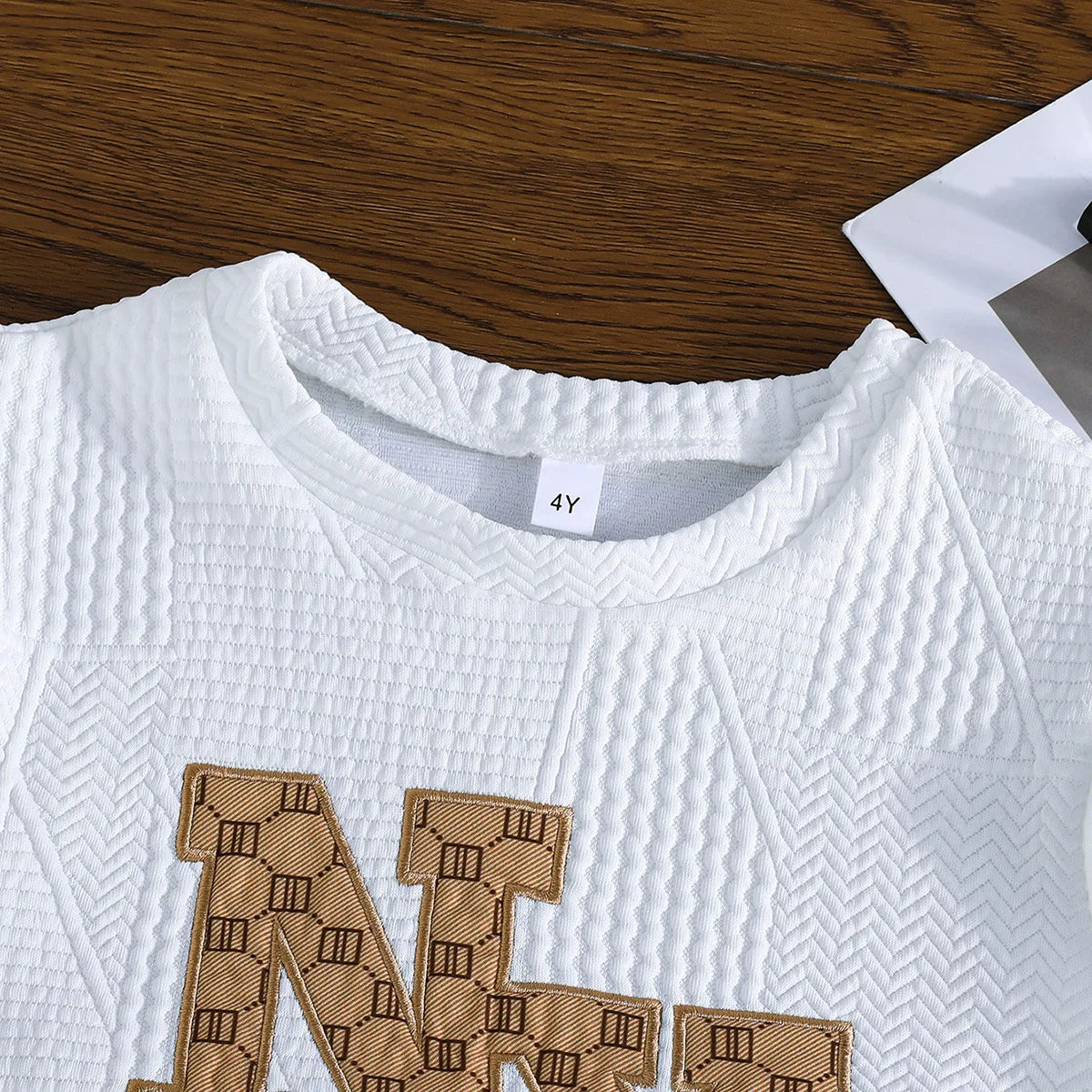 كاجوال fashion for baby أولاد صيف trend men's children's clothing flash gold letter printed t-shirt geometric shorts شتاء