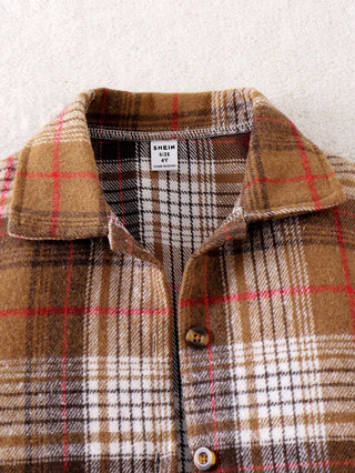 كاجوال بنات' fall/شتاء plaid print أكمام طويلة coat with solid color pit بدون أكمام جمبسوت بدلة