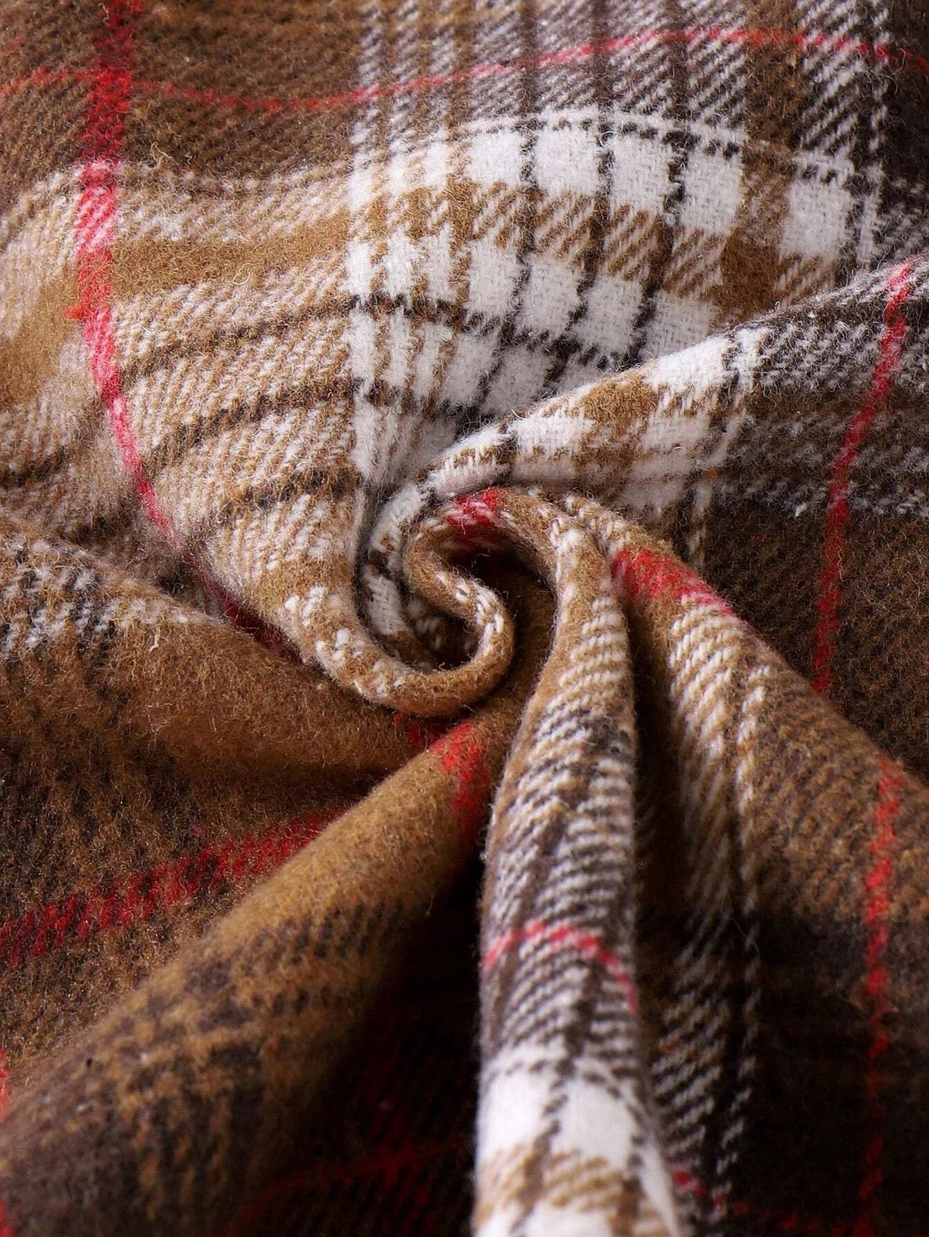 كاجوال بنات' fall/شتاء plaid print أكمام طويلة coat with solid color pit بدون أكمام جمبسوت بدلة