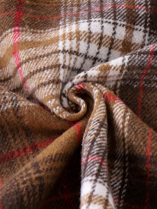 كاجوال بنات' fall/شتاء plaid print أكمام طويلة coat with solid color pit بدون أكمام جمبسوت بدلة
