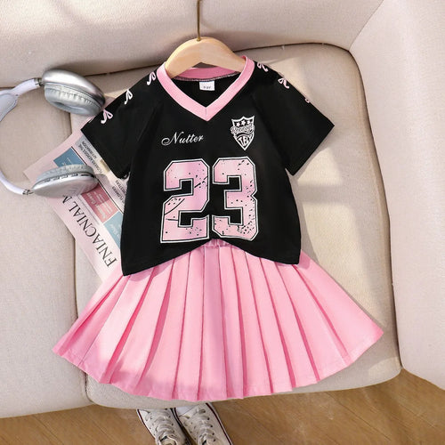 كاجوال صيف sports wind بنات' طقم قطعتين children's floral digital printing أكمام قصيرة توب بليسيه جيب worsted kid's