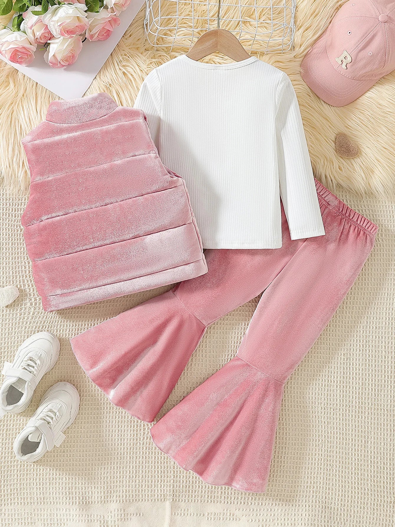 كاجوال شتاء fashion three-piece طقم warm suede فيست crewneck jacket and horn pants solid ستايل for fall/شتاء